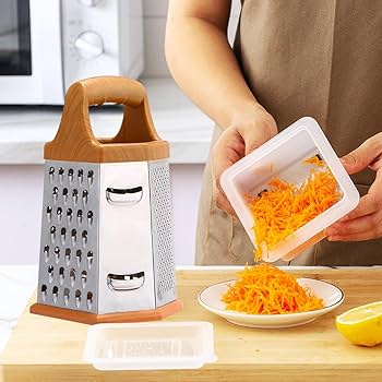 6-Sided Stainless Steel Multipurpose Grater and Slicer Ginger Cheese Cabbage Onion Potato Slicer Chopper Shredder Grater Made from rust-resistant stainless steel for long-lasting use and easy cleaning