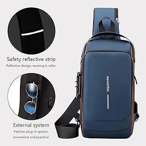 Multifunction Anti-Theft USB Shoulder Chest Bag Sling for Travel, Waterproof Durable Crossbody Bag with USB Charging Port, Secure Travel Organizer for Men and Women .