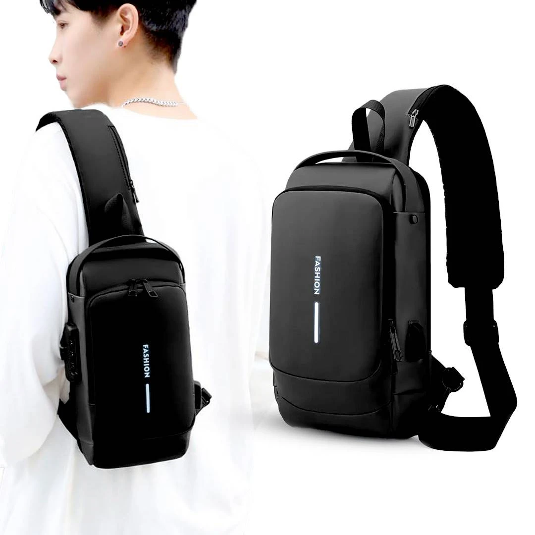 Multifunction Anti-Theft USB Shoulder Chest Bag Sling for Travel, Waterproof Durable Crossbody Bag with USB Charging Port, Secure Travel Organizer for Men and Women .