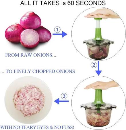 Manual Hand Push Vegetable Chopper Mincer Dicer, Food Processor Chopper, Manual Food Processor, Sharp Blades Chopper, Mixer Cutter For Onion, Salad, Tomato,Garlic,Large Vegetable & All In One Solution
