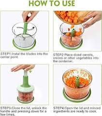 Manual Hand Push Vegetable Chopper Mincer Dicer, Food Processor Chopper, Manual Food Processor, Sharp Blades Chopper, Mixer Cutter For Onion, Salad, Tomato,Garlic,Large Vegetable & All In One Solution
