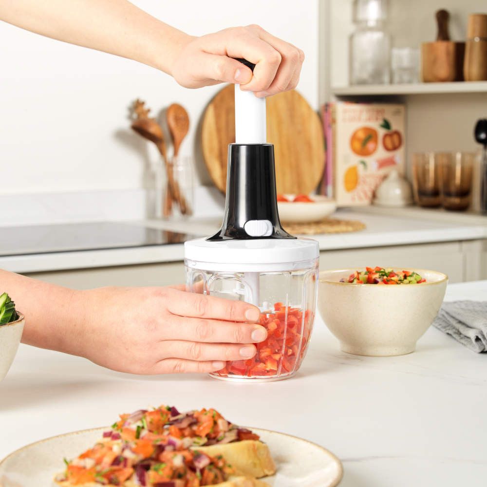 Manual Hand Push Vegetable Chopper Mincer Dicer, Food Processor Chopper, Manual Food Processor, Sharp Blades Chopper, Mixer Cutter For Onion, Salad, Tomato,Garlic,Large Vegetable & All In One Solution