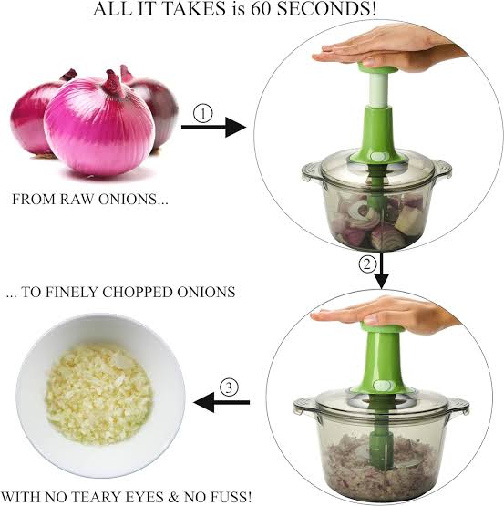 Manual Hand Push Vegetable Chopper Mincer Dicer, Food Processor Chopper, Manual Food Processor, Sharp Blades Chopper, Mixer Cutter For Onion, Salad, Tomato,Garlic,Large Vegetable & All In One Solution