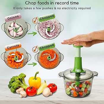 Manual Hand Push Vegetable Chopper Mincer Dicer, Food Processor Chopper, Manual Food Processor, Sharp Blades Chopper, Mixer Cutter For Onion, Salad, Tomato,Garlic,Large Vegetable & All In One Solution