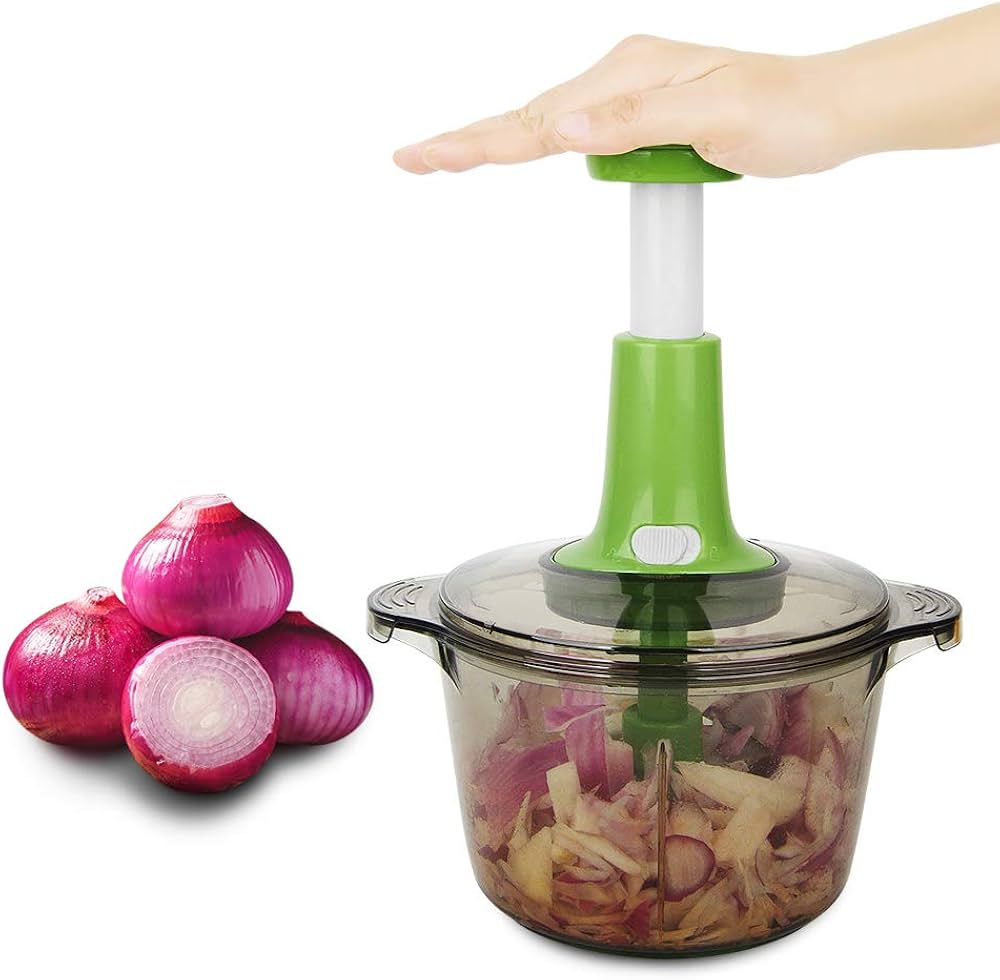 Manual Hand Push Vegetable Chopper Mincer Dicer, Food Processor Chopper, Manual Food Processor, Sharp Blades Chopper, Mixer Cutter For Onion, Salad, Tomato,Garlic,Large Vegetable & All In One Solution