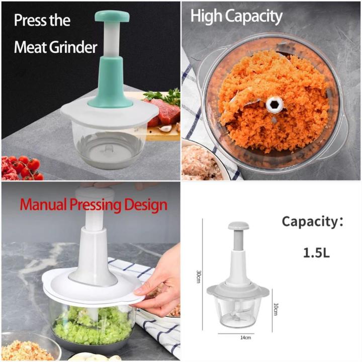 Manual Hand Push Vegetable Chopper Mincer Dicer, Food Processor Chopper, Manual Food Processor, Sharp Blades Chopper, Mixer Cutter For Onion, Salad, Tomato,Garlic,Large Vegetable & All In One Solution