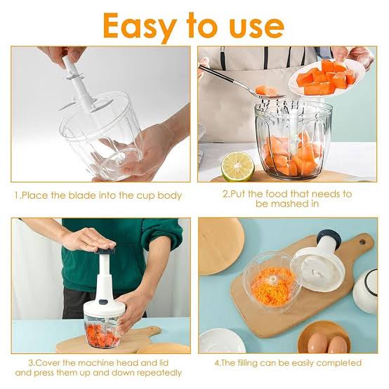 Manual Hand Push Vegetable Chopper Mincer Dicer, Food Processor Chopper, Manual Food Processor, Sharp Blades Chopper, Mixer Cutter For Onion, Salad, Tomato,Garlic,Large Vegetable & All In One Solution