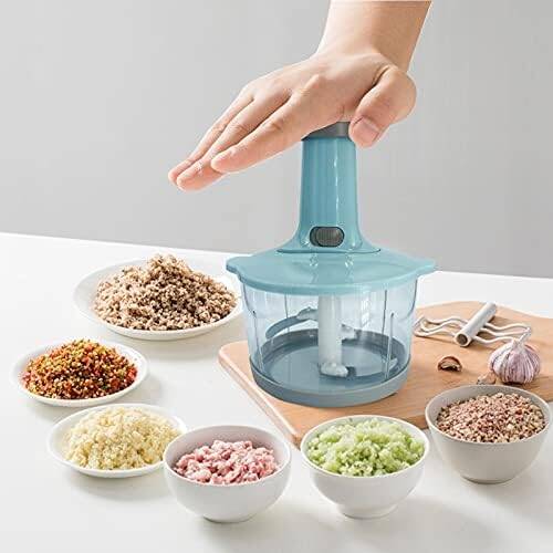 Manual Hand Push Vegetable Chopper Mincer Dicer, Food Processor Chopper, Manual Food Processor, Sharp Blades Chopper, Mixer Cutter For Onion, Salad, Tomato,Garlic,Large Vegetable & All In One Solution
