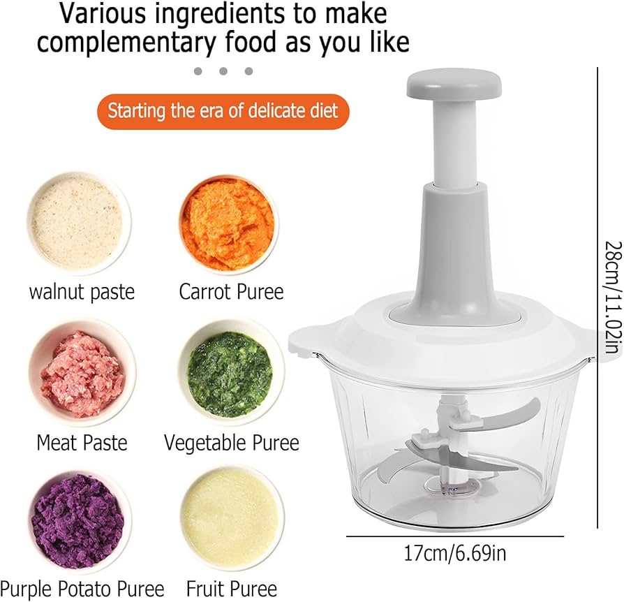 Manual Hand Push Vegetable Chopper Mincer Dicer, Food Processor Chopper, Manual Food Processor, Sharp Blades Chopper, Mixer Cutter For Onion, Salad, Tomato,Garlic,Large Vegetable & All In One Solution