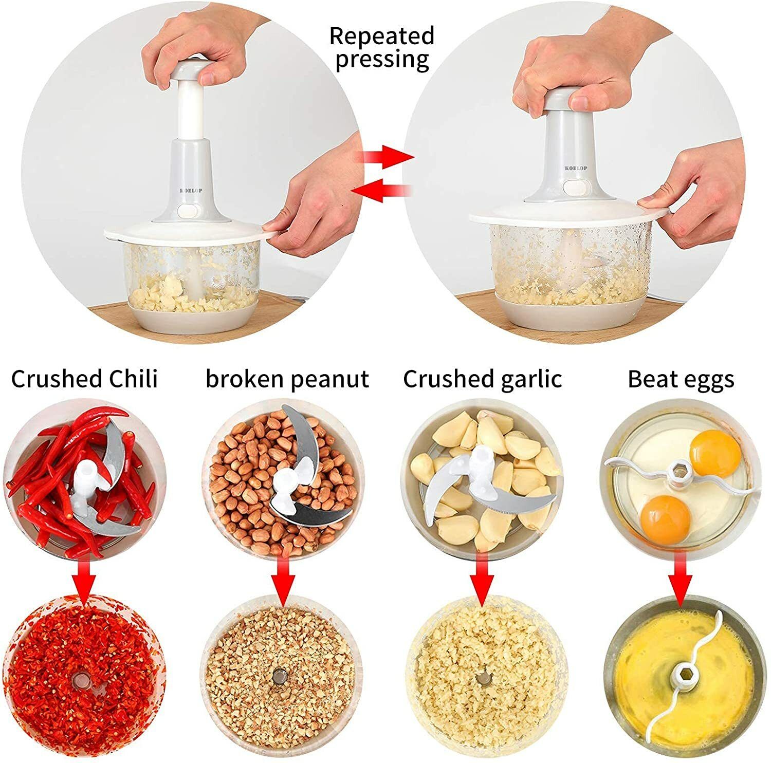 Manual Hand Push Vegetable Chopper Mincer Dicer, Food Processor Chopper, Manual Food Processor, Sharp Blades Chopper, Mixer Cutter For Onion, Salad, Tomato,Garlic,Large Vegetable & All In One Solution