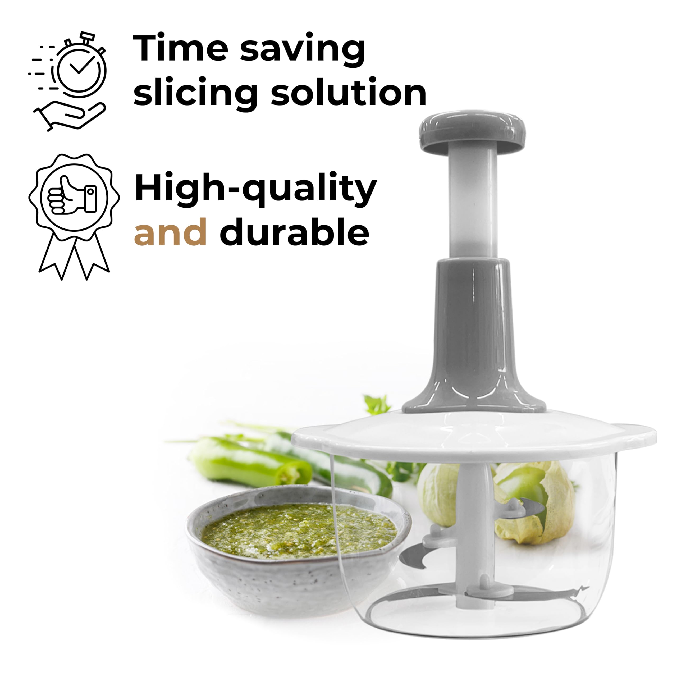 Manual Hand Push Vegetable Chopper Mincer Dicer, Food Processor Chopper, Manual Food Processor, Sharp Blades Chopper, Mixer Cutter For Onion, Salad, Tomato,Garlic,Large Vegetable & All In One Solution