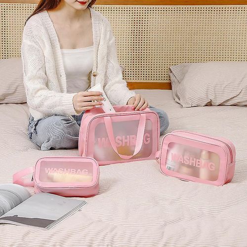 3 Pieces Waterproof Washbag Travel Bag Set Transparent Makeup Toiletry Clear Wash Pouch Made from durable, water-resistant material, they keep your items safe and dry.
