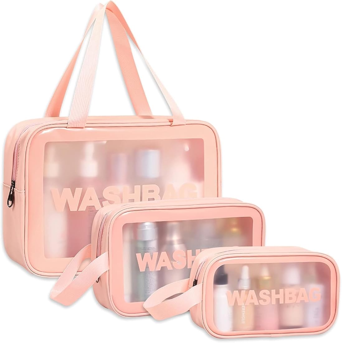 3 Pieces Waterproof Washbag Travel Bag Set Transparent Makeup Toiletry Clear Wash Pouch Made from durable, water-resistant material, they keep your items safe and dry.