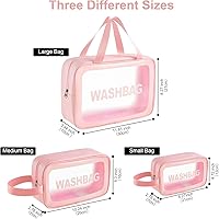 3 Pieces Waterproof Washbag Travel Bag Set Transparent Makeup Toiletry Clear Wash Pouch Made from durable, water-resistant material, they keep your items safe and dry.