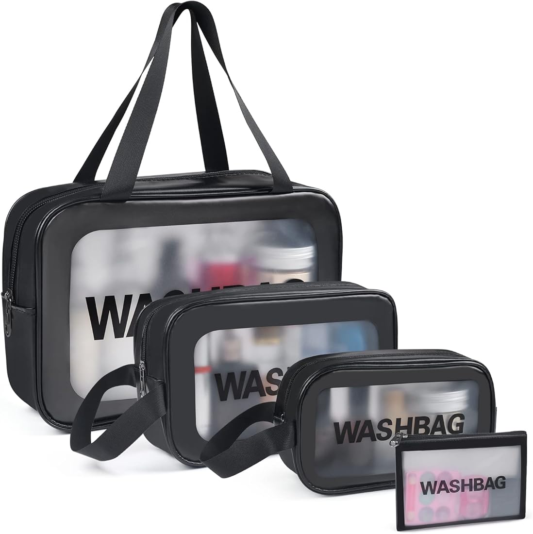 3 Pieces Waterproof Washbag Travel Bag Set Transparent Makeup Toiletry Clear Wash Pouch Made from durable, water-resistant material, they keep your items safe and dry.