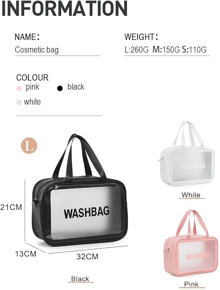 3 Pieces Waterproof Washbag Travel Bag Set Transparent Makeup Toiletry Clear Wash Pouch Made from durable, water-resistant material, they keep your items safe and dry.