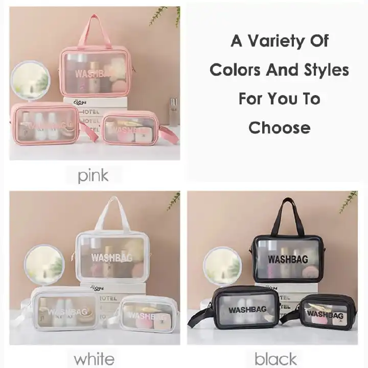 3 Pieces Waterproof Washbag Travel Bag Set Transparent Makeup Toiletry Clear Wash Pouch Made from durable, water-resistant material, they keep your items safe and dry.