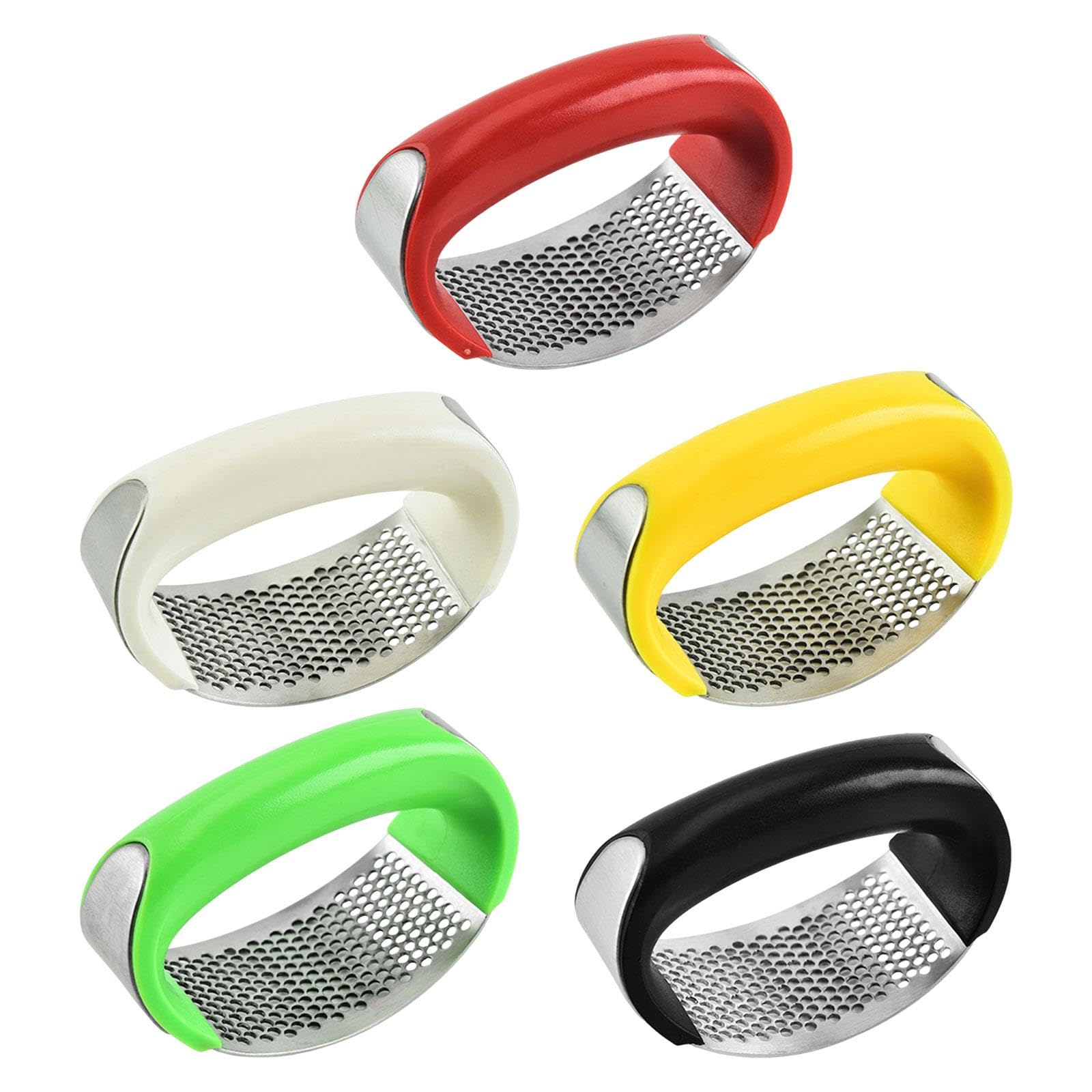 Handheld Garlic Press, Heavy Duty Stainless Steel Garlic Crusher, Easy to Use Kitchen Tool for Fresh Garlic, Ginger, and Herb Mincing, Ergonomic Non-Slip Handle, Dishwasher Safe.