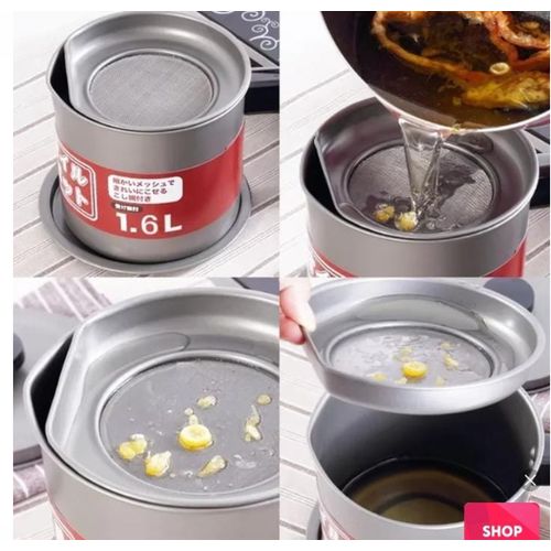 1.4L Strainer Oil Cooking Oil Filter Storage Oil Container Leakage Proof Oil Strainer Kitchen Oil Tank Cooking Oil Stainless-Steel Oil Filter Storage .Designed to remove food particles and impurities.