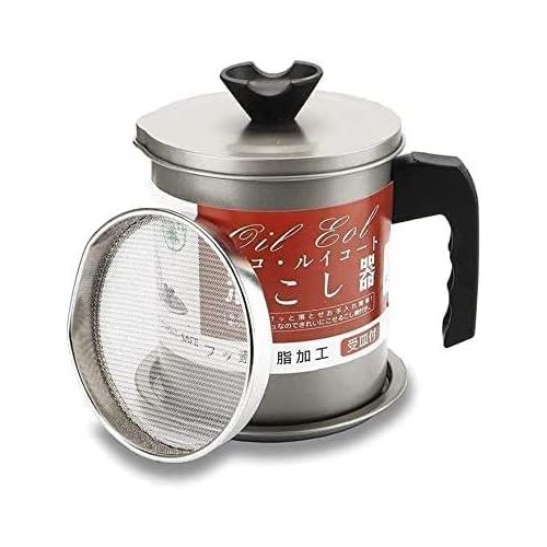 1.4L Strainer Oil Cooking Oil Filter Storage Oil Container Leakage Proof Oil Strainer Kitchen Oil Tank Cooking Oil Stainless-Steel Oil Filter Storage .Designed to remove food particles and impurities.