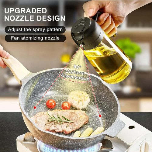 2in1 Glass Oil Dispenser Bottle with Spray and Pour Function – 300ml Leakproof Olive Oil Sprayer for Cooking, Baking, and Salad Dressing, Refillable Kitchen Accessory both spray and pour modes.