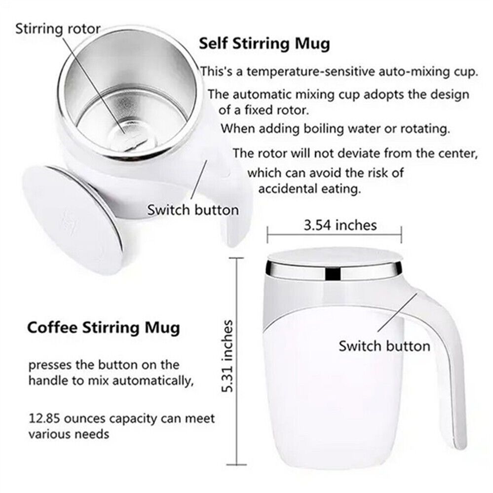 Automatic Magnetic Stirring Coffee Cup, 380ml Auto Self Stirring Coffee Mug Stainless Steel Cup Electric Smart Mug, Rotating Office Travel Mixing Cup For Hot Chocolate Cocoa Milk Latte Tea, MULTICOLOR