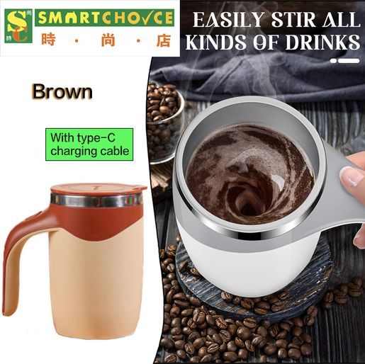 Automatic Magnetic Stirring Coffee Cup, 380ml Auto Self Stirring Coffee Mug Stainless Steel Cup Electric Smart Mug, Rotating Office Travel Mixing Cup For Hot Chocolate Cocoa Milk Latte Tea, MULTICOLOR