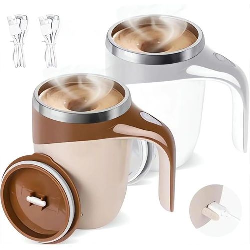 Automatic Magnetic Stirring Coffee Cup, 380ml Auto Self Stirring Coffee Mug Stainless Steel Cup Electric Smart Mug, Rotating Office Travel Mixing Cup For Hot Chocolate Cocoa Milk Latte Tea, MULTICOLOR