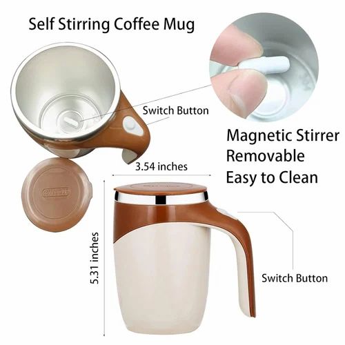 Automatic Magnetic Stirring Coffee Cup, 380ml Auto Self Stirring Coffee Mug Stainless Steel Cup Electric Smart Mug, Rotating Office Travel Mixing Cup For Hot Chocolate Cocoa Milk Latte Tea, MULTICOLOR