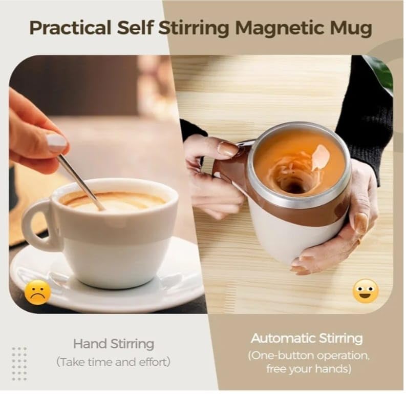 Automatic Magnetic Stirring Coffee Cup, 380ml Auto Self Stirring Coffee Mug Stainless Steel Cup Electric Smart Mug, Rotating Office Travel Mixing Cup For Hot Chocolate Cocoa Milk Latte Tea, MULTICOLOR