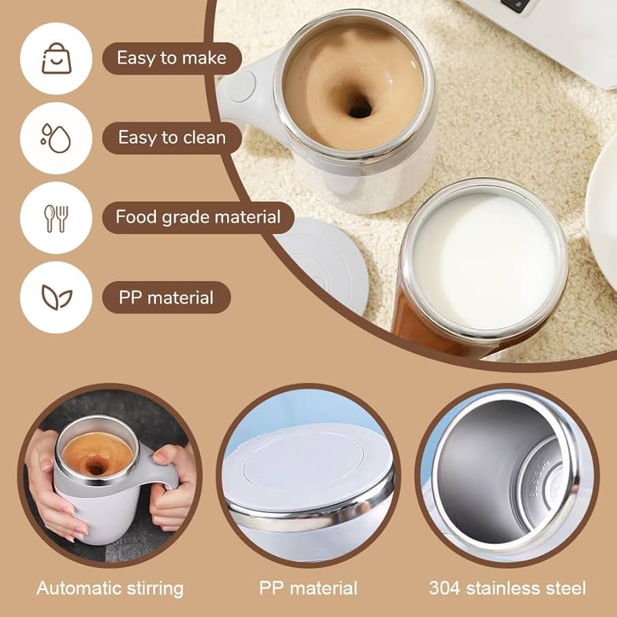 Automatic Magnetic Stirring Coffee Cup, 380ml Auto Self Stirring Coffee Mug Stainless Steel Cup Electric Smart Mug, Rotating Office Travel Mixing Cup For Hot Chocolate Cocoa Milk Latte Tea, MULTICOLOR