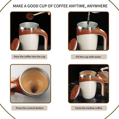 Automatic Magnetic Stirring Coffee Cup, 380ml Auto Self Stirring Coffee Mug Stainless Steel Cup Electric Smart Mug, Rotating Office Travel Mixing Cup For Hot Chocolate Cocoa Milk Latte Tea, MULTICOLOR