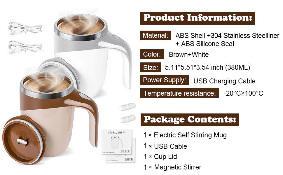 Automatic Magnetic Stirring Coffee Cup, 380ml Auto Self Stirring Coffee Mug Stainless Steel Cup Electric Smart Mug, Rotating Office Travel Mixing Cup For Hot Chocolate Cocoa Milk Latte Tea, MULTICOLOR