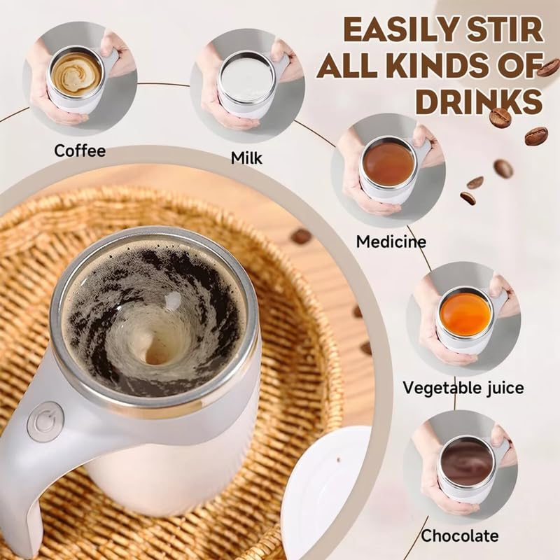 Automatic Magnetic Stirring Coffee Cup, 380ml Auto Self Stirring Coffee Mug Stainless Steel Cup Electric Smart Mug, Rotating Office Travel Mixing Cup For Hot Chocolate Cocoa Milk Latte Tea, MULTICOLOR