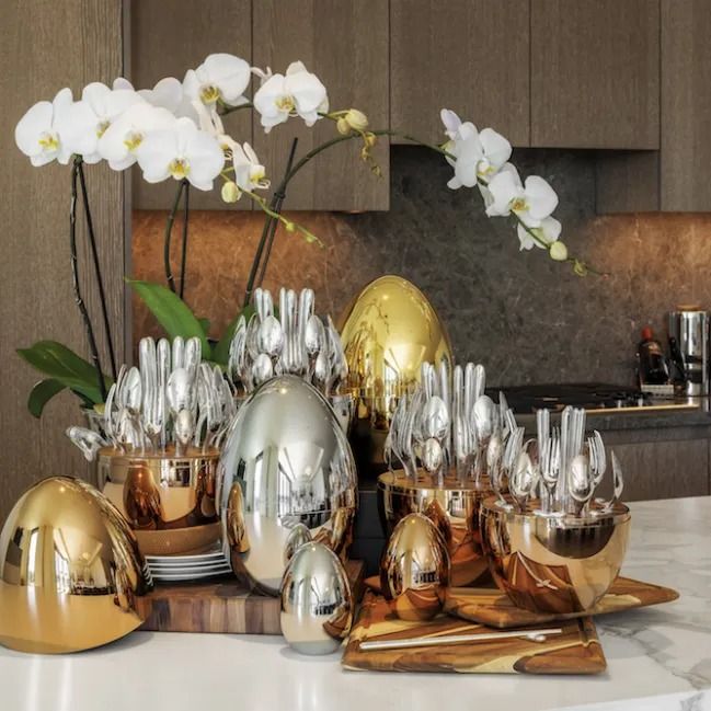 Cutlery Set 36pcs Executive Silver with Elegant Egg-Shaped Case – Luxury Dining Collection for both everyday meals and elegant dinner settings, this set combines modern design, durability.