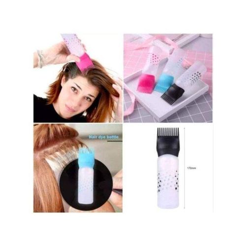 Hair Dye Applicator Bottle Oil Dispenser Brush Comb Shampoo Bottle.A squeeze bottle equipped with a comb-shaped applicator tip for simultaneous dispensing and combing.Approximately 170mm in height.