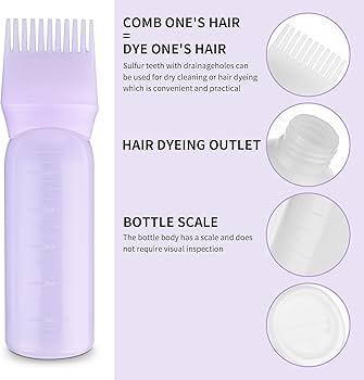 Hair Dye Applicator Bottle Oil Dispenser Brush Comb Shampoo Bottle.A squeeze bottle equipped with a comb-shaped applicator tip for simultaneous dispensing and combing.Approximately 170mm in height.