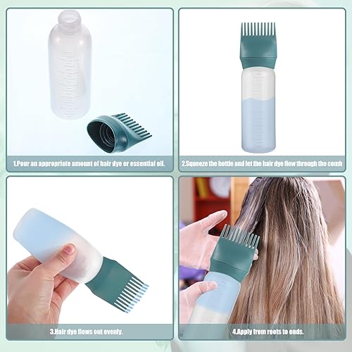 Hair Dye Applicator Bottle Oil Dispenser Brush Comb Shampoo Bottle.A squeeze bottle equipped with a comb-shaped applicator tip for simultaneous dispensing and combing.Approximately 170mm in height.