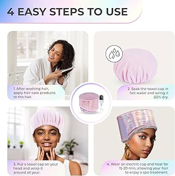 Electric Hair Steamer Cap (Thermal Cap) Three Levels Of Temperature Controlling (low, Medium And High Heat). Waterproof Inner Embedded Plastic Film.Includes an adjustable drawstring to ensure a snug .
