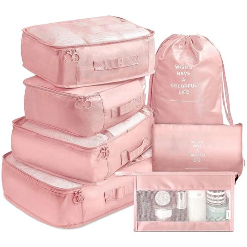 8pcs Luggage Travel Organizers For Suitcase With Toiletry Case Packing Cubes Set For Clothes, Shoes & Accessories Waterproof Oxford Fabric Storage Bags For Travel & Home Use.
