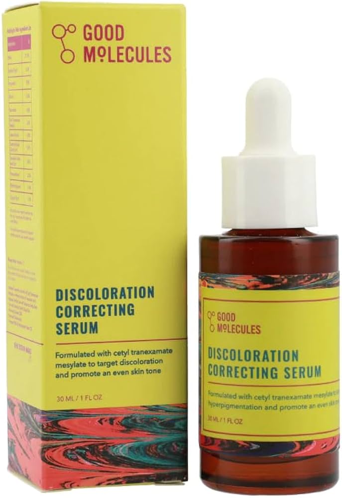 GOOD MOLECULES Discoloration Correcting Serum with Niacinamide & 3% tranexamic acid. Removes Dark Spots, Age spots, Acne Scars, Hyperpigmentation, Discolorations, Duulness, Brightens & Evens the skin.
