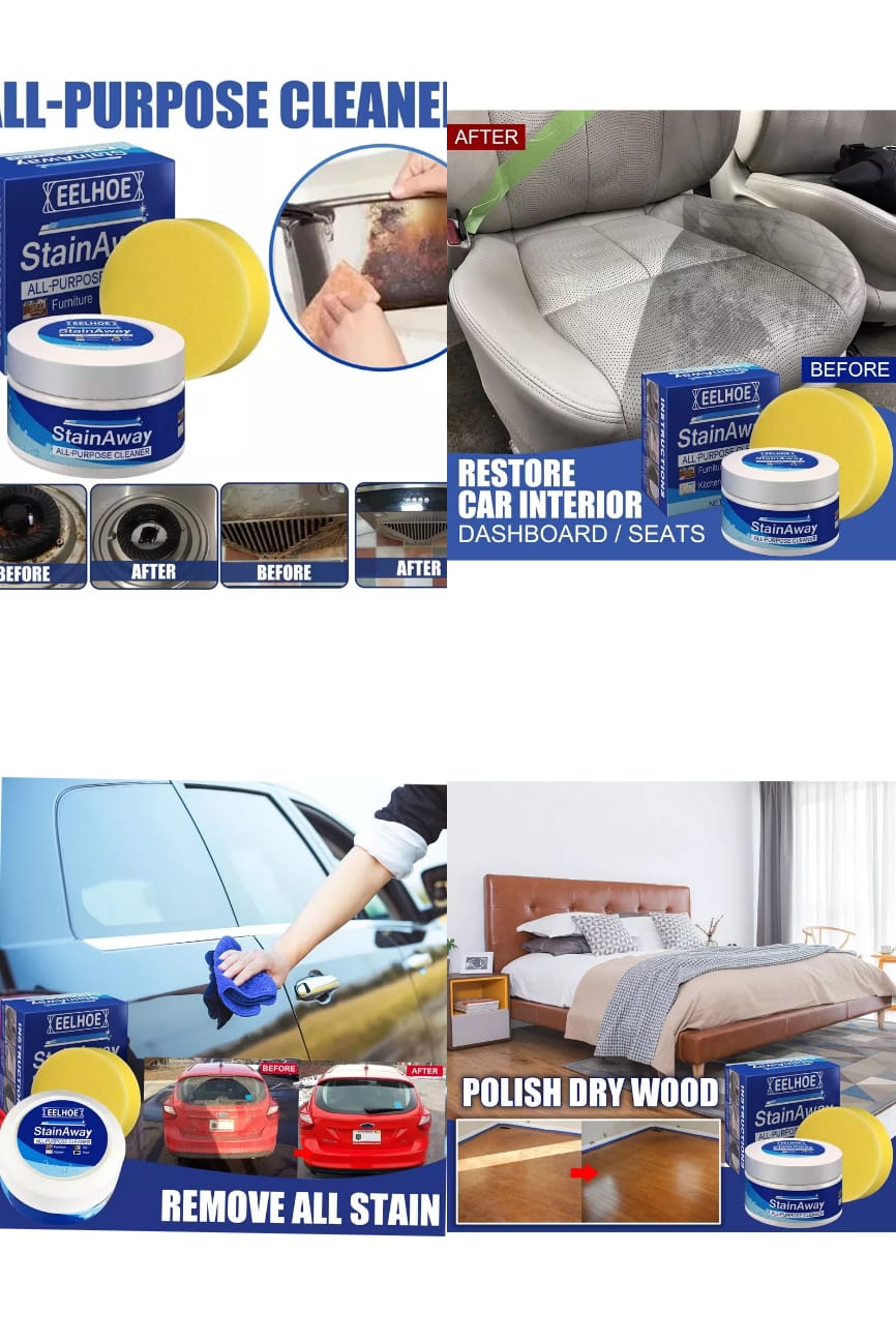 100g Stain Away Stain Away All Purpose Cleaning Cream For Stain Removal, Polishing Dry Wood, Cleaning Tiles.A small amount of cleaner creates a lot of energy and will instantly remove grease and grime