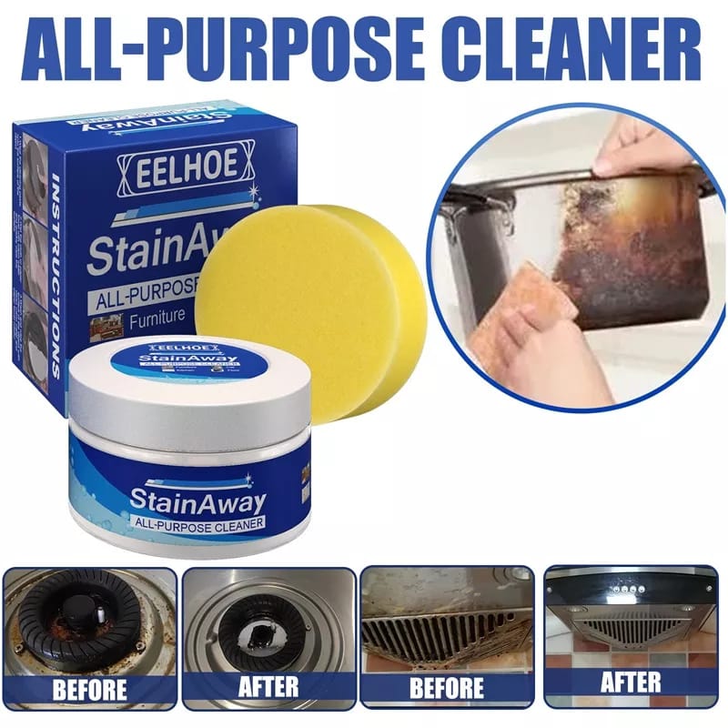100g Stain Away Stain Away All Purpose Cleaning Cream For Stain Removal, Polishing Dry Wood, Cleaning Tiles.A small amount of cleaner creates a lot of energy and will instantly remove grease and grime