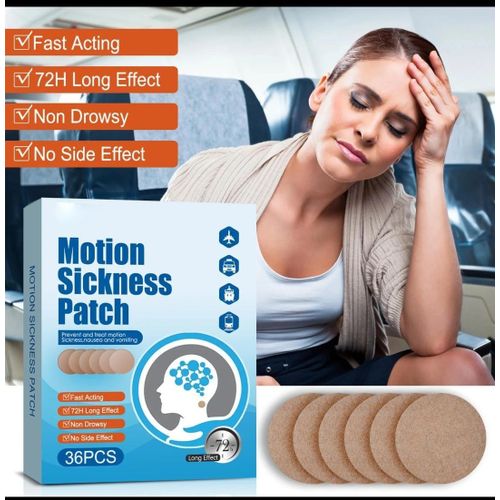 Motion Sickness Patches, 36 Pcs Sea Sickness Patch Relieve Vomiting Nausea, Sea Sickness Patches for Cruise, Car, Ships, Airplanes Relieve Vertigo Resulted can be used behind the ear and on the navel