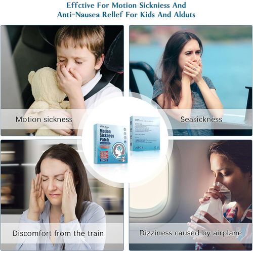 Motion Sickness Patches, 36 Pcs Sea Sickness Patch Relieve Vomiting Nausea, Sea Sickness Patches for Cruise, Car, Ships, Airplanes Relieve Vertigo Resulted can be used behind the ear and on the navel