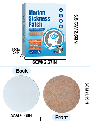 Motion Sickness Patches, 36 Pcs Sea Sickness Patch Relieve Vomiting Nausea, Sea Sickness Patches for Cruise, Car, Ships, Airplanes Relieve Vertigo Resulted can be used behind the ear and on the navel