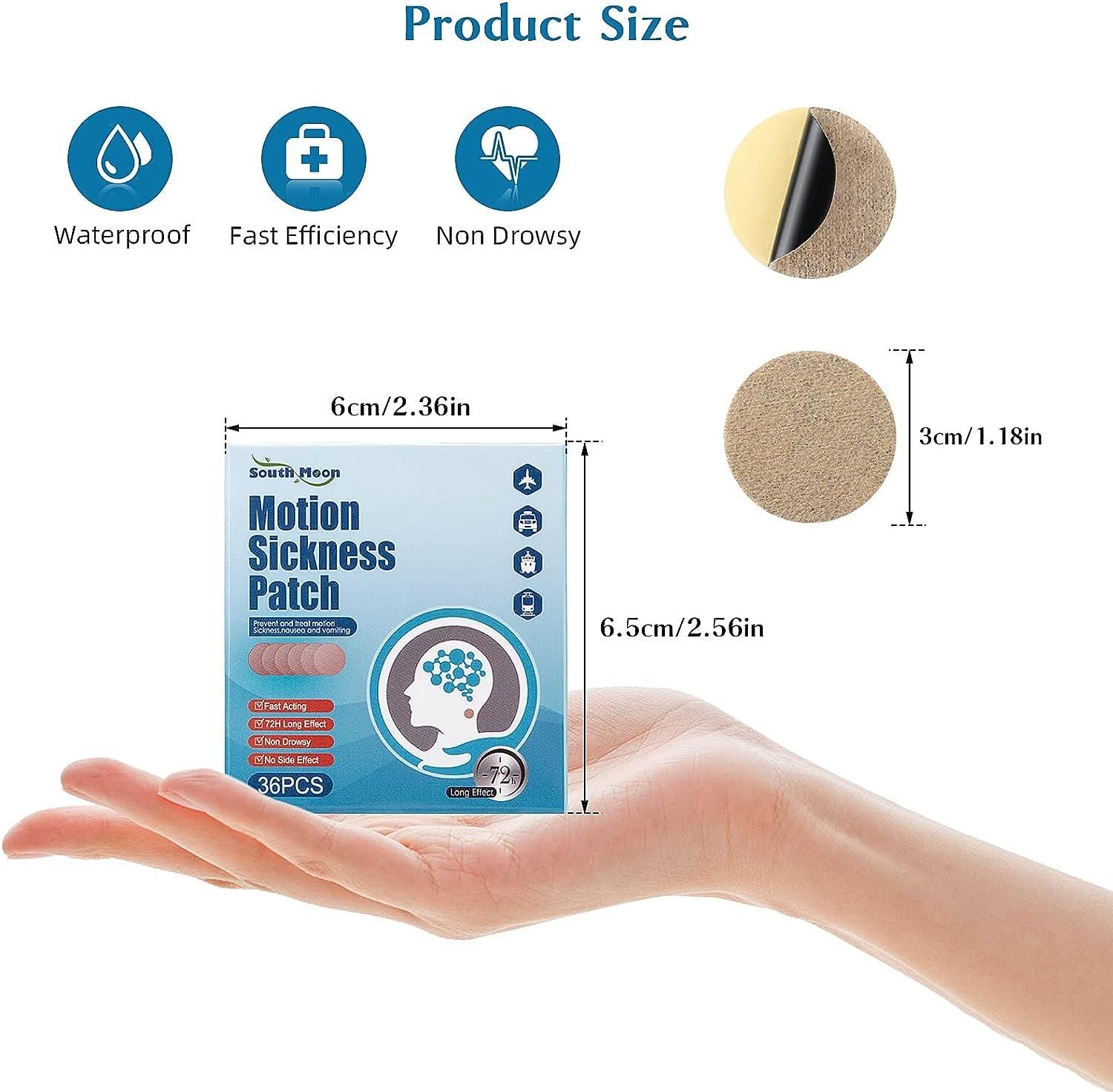 Motion Sickness Patches, 36 Pcs Sea Sickness Patch Relieve Vomiting Nausea, Sea Sickness Patches for Cruise, Car, Ships, Airplanes Relieve Vertigo Resulted can be used behind the ear and on the navel