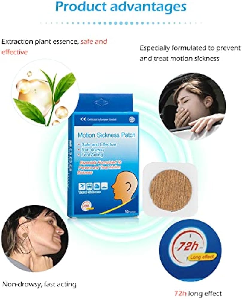 Motion Sickness Patches, 36 Pcs Sea Sickness Patch Relieve Vomiting Nausea, Sea Sickness Patches for Cruise, Car, Ships, Airplanes Relieve Vertigo Resulted can be used behind the ear and on the navel
