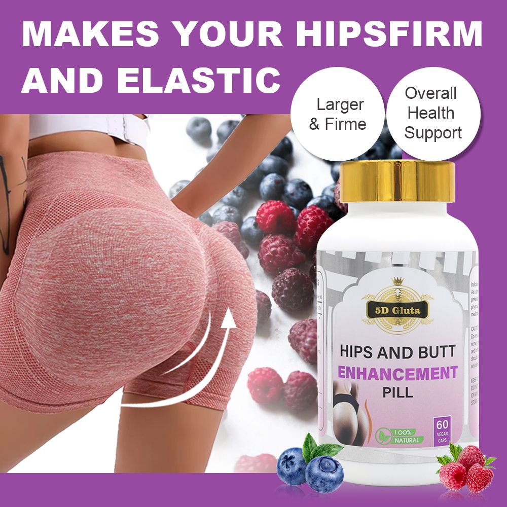 5d Gluta Hips and Butt Enhancement Pills Sexy Plump Firming Booster Firmer Buttocks Enlarge Pills Hip up Big Butt Capsules  is marketed as a dietary supplement for body shaping and skin support.