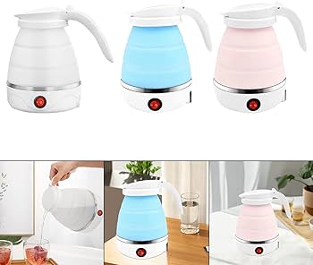 Foldable Portable Electric Kettle With Silicone Body And Stainless Steel Heating Base,Mini Folding Electric Water Boiler,Silicone Portable Kettle,Travel Tea Kettle,Compact Electric Kettle.